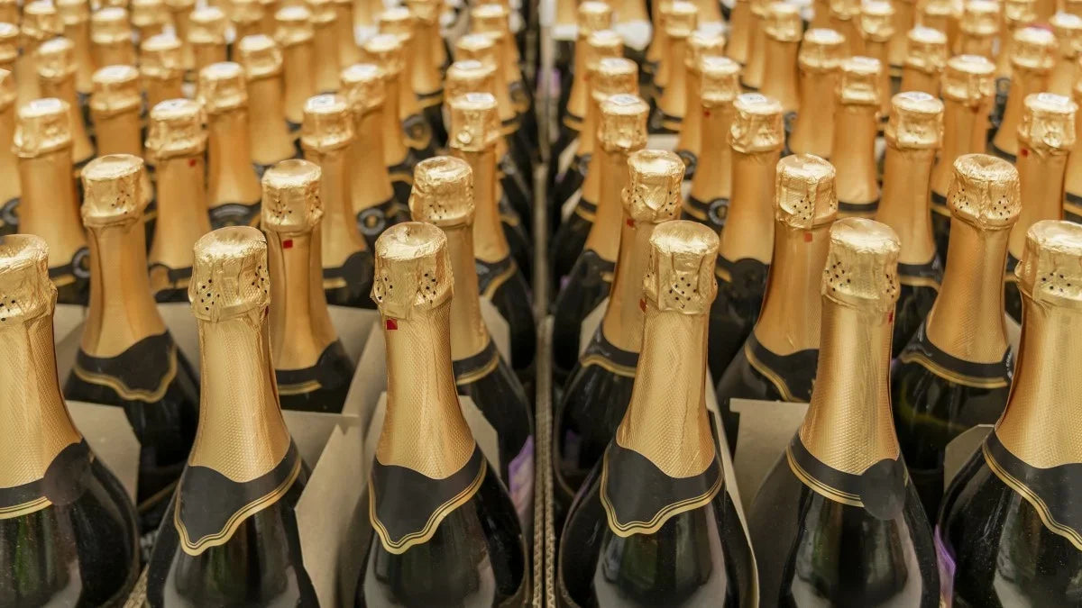 Rows of Champagne bottles